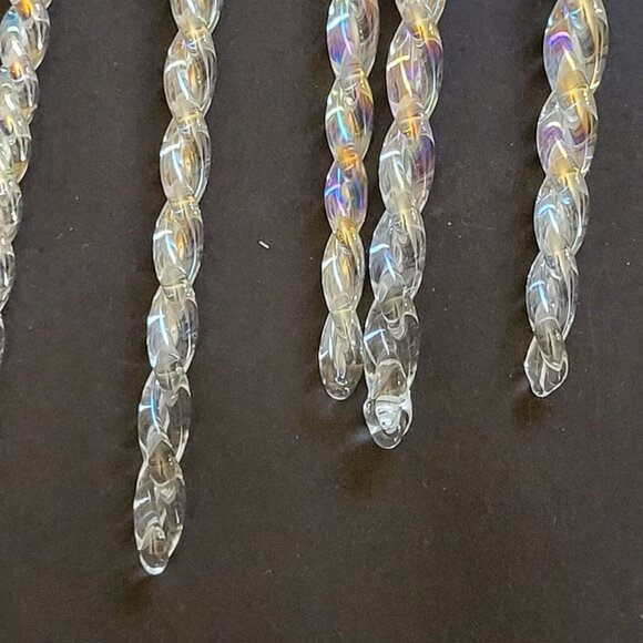 Set Of 6 Iridescent Glass Icicle Christmas Tree Ornaments - Picture 3 of 3